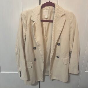 Oversized Cream/Ivory Corduroy Blazer Size 2 H&M